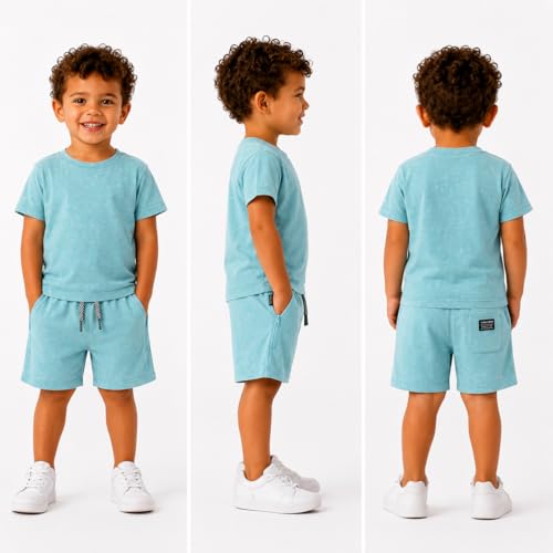 Image of Volcom Toddler Baby Boy Shorts Set - 2 Piece Short Sleeve Graphic Tees and Shorts Infant Toddler Little Boys Summer Outfits
