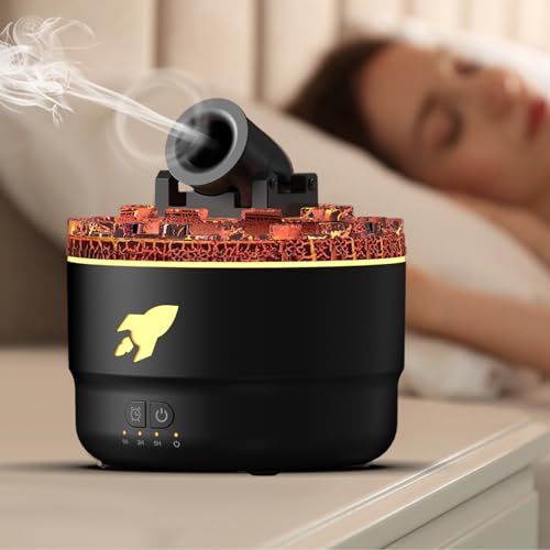 Diffuseur d'aromathérapie avec éclairage d'ambiance réglable et effet volcan