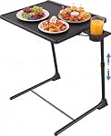 Ajustable TV Tableau du plateau - TV Plateau à dîner sur le lit & Canapé, Table pliante confortable avec 6 Hauteur & 3 Réglages de l'angle d'inclinaison, porte-gobelet intégré de la table d'ordinateurs portables (1 Boîte, noir)