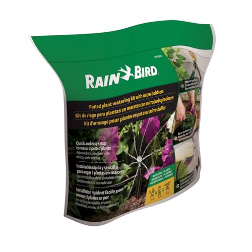 Rain Bird POTTEDKIT Drip Irrigation Potted Plant Watering Kit, Connects to Faucet/Garden Hose, 1/4" Drip Tubing, 360° Micro Bubblers, T-Fittings and Pressure Regulator by Rain Bird - Image 3