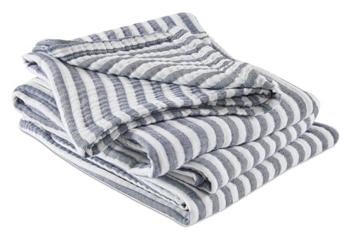 Image of EMME Cotton Muslin Blanket Couch 4-Layer Breathable Gauze Soft Lightweight Bed Blankets Adults Navy Throw XL (50 inch x 70 inch)