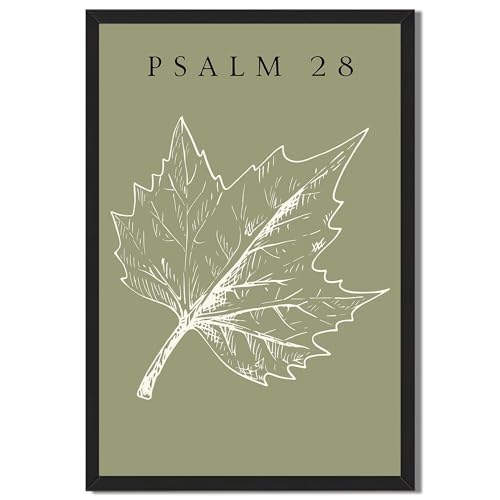 Framed Psalm 28 Leaf Poster Canvas Print Art Vintage Rustic