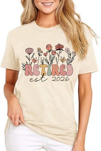 2026 Retirement Shirts Gift for Women Retired Gifts for Wife, Mom, Coworker, Boss Ideas Tops Tees (US, Alpha, X-Large, Regular, Regular, Apricot TX004)