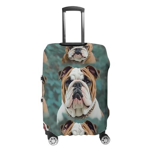 Funny English Bulldog Luggage Cover, Washable Elastic Suitcase Cover Protector Fit 18-32 Inch Luggage4