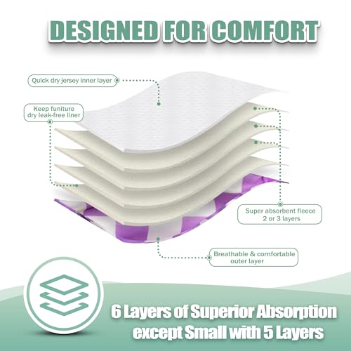 Image of wegreeco Washable Female Dog Diapers Highly Absorbent Reusable Diapers for Dog in Heat Period Diapers, 3 Pack (Checkerboard Red, Purple, Coffee, X-Large)