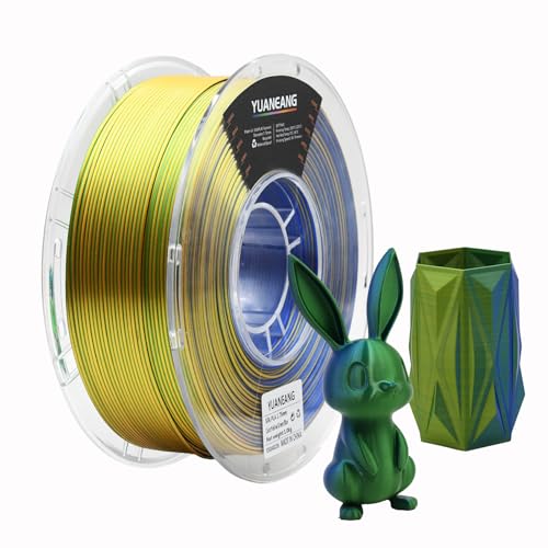 YUANEANG PLA 3D Printer Filament, Silk TriColor PLA Filament, Dimensional Accuracy +/- 0.03 mm, 1 kg Spool (2.2 lbs), 1.