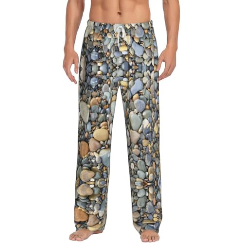 Pantalon de pyjama en flanelle pour homme haut de gamme imprimé galets chic