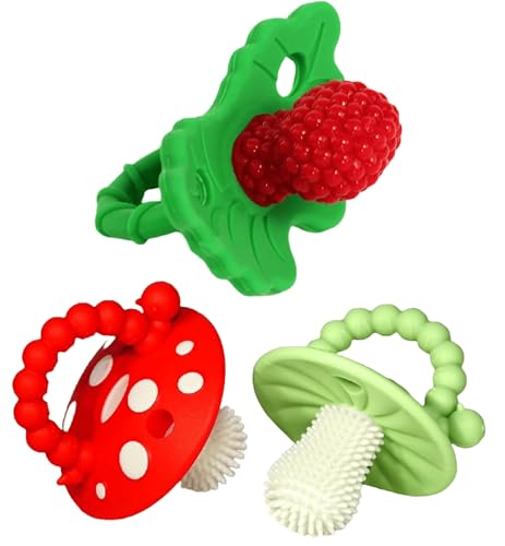 Image of RaZbaby Teether Bundle - 1 RaZberry Teether with 2 Chompy Teethers - Perfect Combination of Teething Relief for 3M+ Infants
