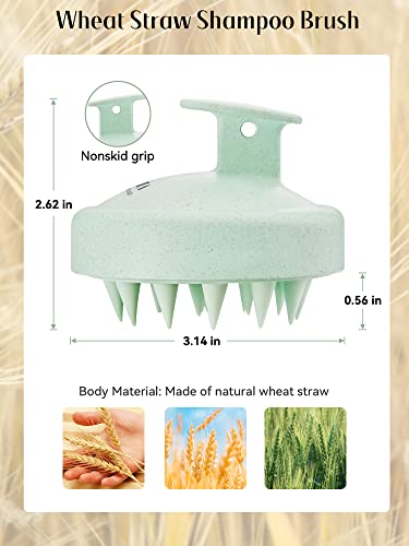Image of HEETA Scalp Massager Hair Growth, Soft Silicone Scalp Scrubber Shampoo Brush for Exfoliation, Dandruff Removal & Head Massage Stress Relax, Wet & Dry Use for Thick, Thin Hair Care, Wheat Straw Green