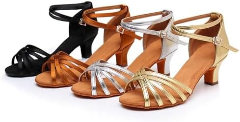 Rosefinch Latin Dance Shoes for Womens Satin Ballroom Salsa Practice Performance Wedding Dancing Shoes High Heels Dancing Shoes for Girls Ladies 5cm Black 39 — view 8