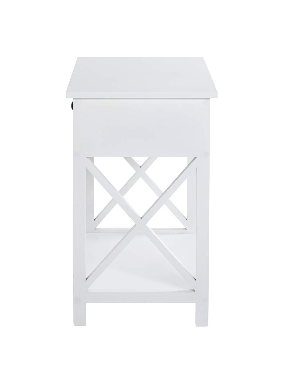 HAKU Mesa auxiliar blanco, blanco, MDF - Dim.: AN 46 cm x AL 60 cm x P 35 cm, Estilo: Escandinavo
