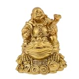lachineuse - Statuetka Buddy z wróżbą - Złoty posąg małego Buddy 7cm - Dekoracja Feng Shui - Chiński Zen Deco Object do wnętrz, salonu, biura - Pomysł na prezent China Lucky Happiness