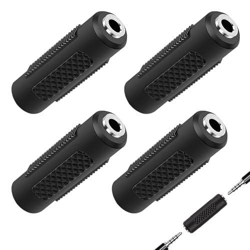4PCS 3.5mm Female to Female Coupler, Aux Stereo Jack Adapter 3.5mm Audio Joiner Coupler AUX Adapter Extender for Audio Cable Speakers Headphones Microphone CCTV IP Camera DVR LED Light Strip Guitar