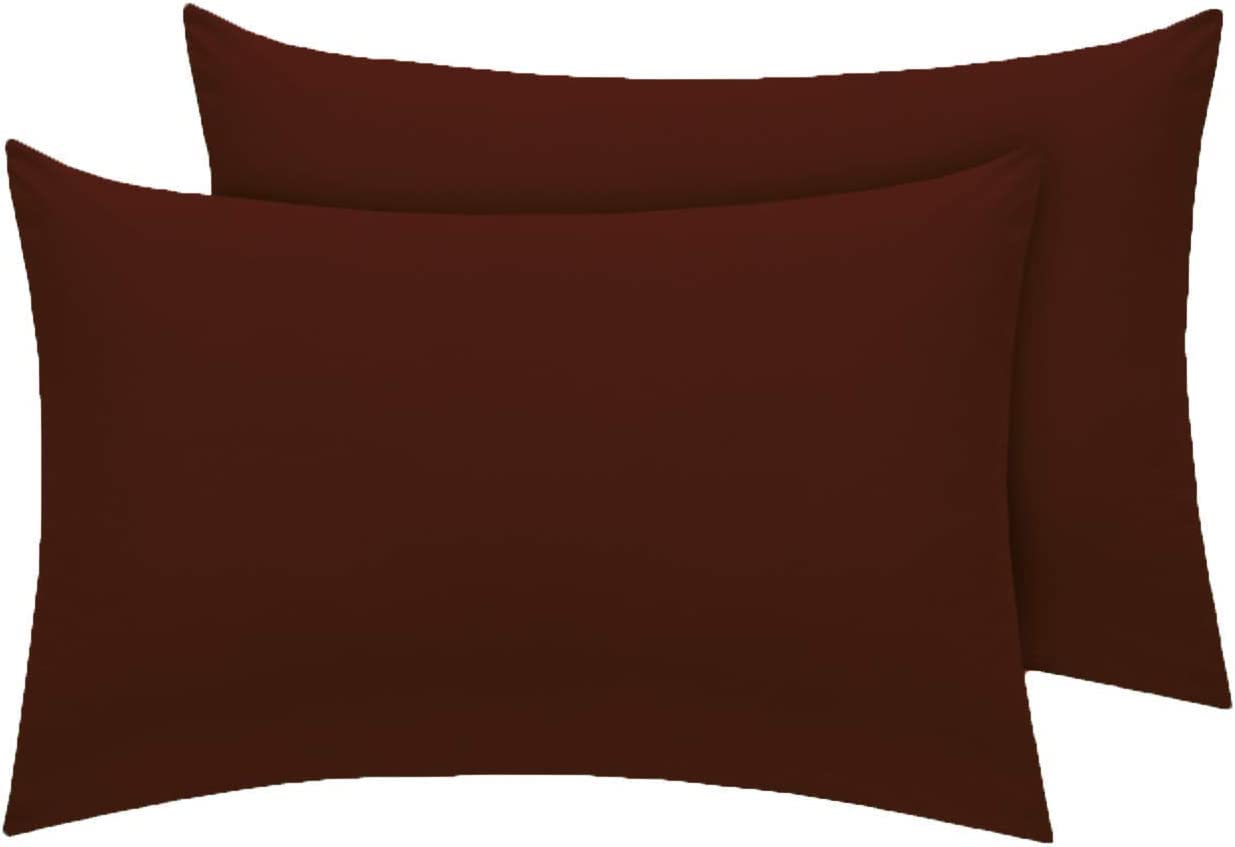 Comfy Nights Chocolate Pack Of 4 Pollycotton Plain Dyed Easy Iron Housewife Pillow Cases (Chocolate)