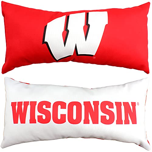 College Covers Everything Comfy Wisconsin Badgers 2 Sided Bolster Small Travel Pillow Decorative Pillow 16 x 6