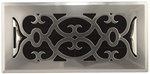 Accord APFRSNV410 Plastic Floor Register with Victorian Design, 4-Inch x 10-Inch(Duct Opening Measurements), Satin Nickel Finish