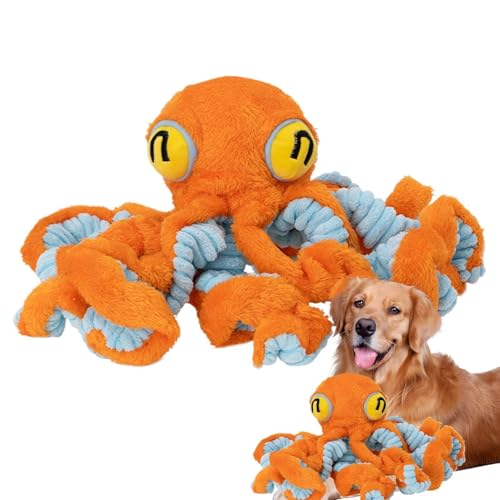 Quietschspielzeug für Hunde, Oktopus Quietschendes Kauspielzeug, Plüsch- Welpenkauspielzeug, interaktives Haustierzubehör für kleine, mittelgroße und große Rassen, Zahnen und Kauspaß-7