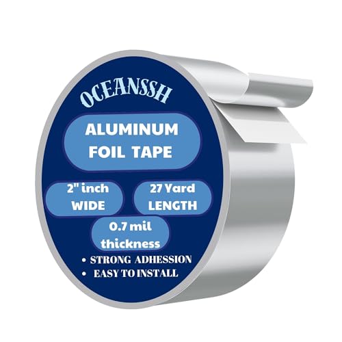 Image of Aluminum Tape - High Temp & Waterproof Foil Tape for Ductwork & Insulation, Strong Adhesive, Heavy Duty Silver Tape, 2 inch x 27 Yards, Ideal for Sealing & Repairs (0.7 mil)