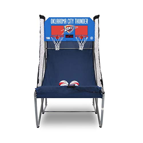Pop-A-Shot - Home Dual Shot with Oklahoma City Thunder NBA Graphics l Sensor Scoring l 16 Game Modes l 7 Balls l Foldable Storage l for All NBA Fans