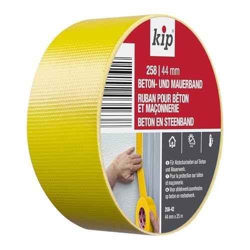 Kip 258-43 Beton-und Mauerband für grobe und rauhe Untergründe, 44 mm x 50 m, Gelb