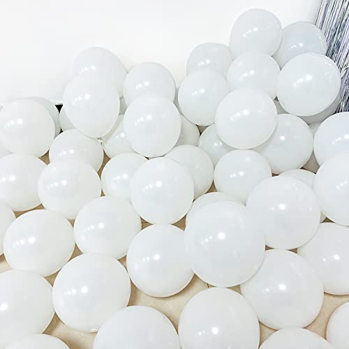 White Mini Latex Balloons - 100 Pack, 5 Inch Pastel White Small Round Helium Balloons for Baby Shower, Birthday, Wedding, Engagement, Anniversary, Festival & Romantic Party Decorations