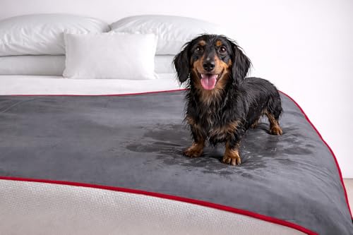 The Original Good Time Waterproof Blanket -Red/Gray 100% Leakproof Discreet Furniture Protection for Messy Moments, Pets and Spills -Cozy Soft Machine Washable Fleece -MidSize 60x40 by TOP Waterproof Blanket - Image 3