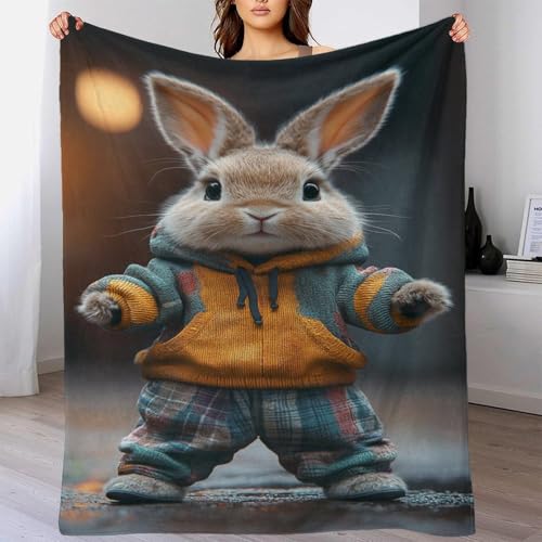 Couverture lapin 3D en flanelle 200x230cm pour lit et canapé