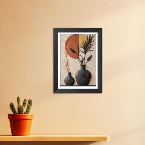 Image of TenorArts Planters Art 3D Clay Textured Digital Art Print Photo Frame, Modern Art Abstract Painting For Bedroom Living Room Home and Cafe Decor | Minimal Drawing Black Framed Posters for Decoration (9x12 inches) [CL-F21]