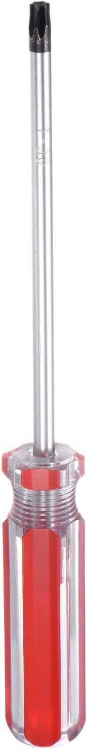 HARFINGTON Magnetic Torx Screwdriver 3x75mm Rod T7 Steel Star 6 Point Head Screw Driver with Non-slip Handle for Appliances Repair Improvement, Red