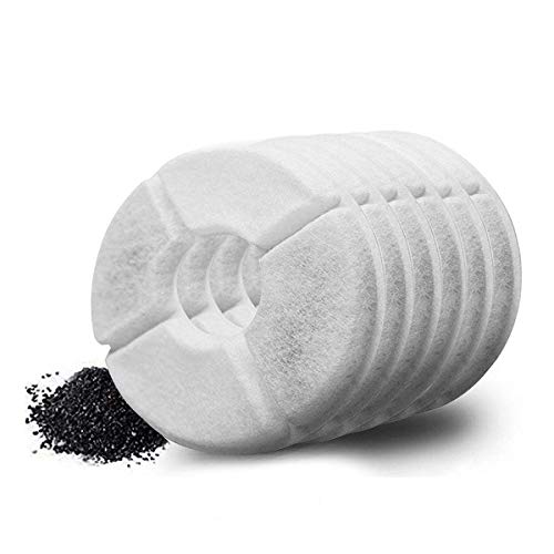 Happypapa Cat Fountain Filters 6 Pack Activated Carbon Filter for Cat Flower Fountain 1.6L/2.0L Keeps Water Clear and Tasty Encourages Cats and Dogs to Drink More to Stay Healthy and Hygienic