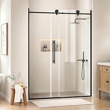 WinZo Frameless Shower Door 56-60 in W x 75 in H, Sliding Shower Door with 5/16"8mm Clear Tempered Glass Shower Door, Easy to Clean Bathroom, Silent Soft-Close Design, Matte Black