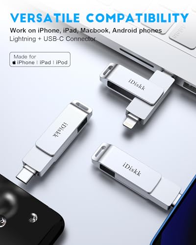 Clé USB pour iPhone 256 Go certifiée MFi avec connecteurs Lightning et USB C - 4