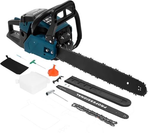 Image of Hetkrishi Petrol Chainsaw 58CC Power ChainSaw Guide Board ChainSaws 2-Cycle with Chain Sleeve&Tool bag Handheld CordlessPetrol ChainSaws for Trees,Farm (18 inch)