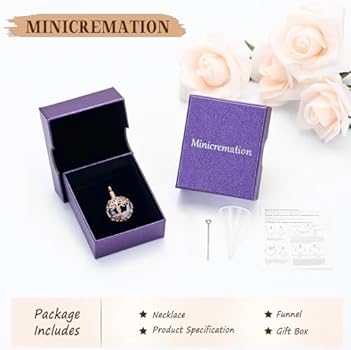 Minicremation Urn Ketting voor As Rose Bloem Geboortesteen Hart