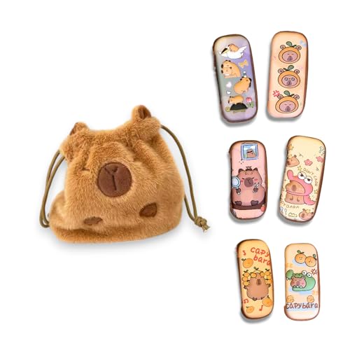 Kit Mochila Bolsa + Estojo Capivara Capybara Pelúcia Fofa