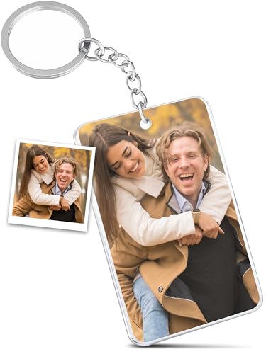 Meinearmbänder Personalisierter Schlüsselanhänger mit Foto & Gravur 3 × 5 cm Rechteckiger Acrylanhänger Perfekt für Familienfotos Geburtstag & Jahrestag Geschenk für Paare Freunde & Familie