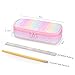 mibasies Girls Pencil Case for Kids, Multi-Slot Pencil Pouch, Pink Blue Rainbow