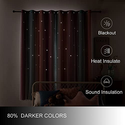 Fanli Ombre Rainbow Blackout Curtains For Kid Girls Bedroom Living Room Darking Stripe Double Layer Star Cut Out Wall Home Decor Gradient Grommet Window Curtains (Pink Purple, 52W X 63L)… #TOP2