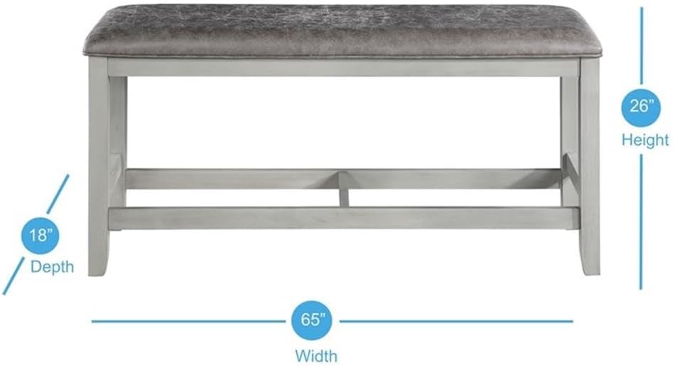 Steve Silver Hyland Stone Gray Wood Counter Bench