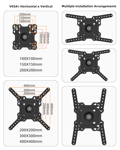 HILLPORT Vertical Swivel TV Wall Mount for Most 32-50 inch, Long Arm Rotate to Portrait TV Corner Bracket, Support Full Motion 360 Degree, Max VESA 400x400mm Up to 57lbs DY3255