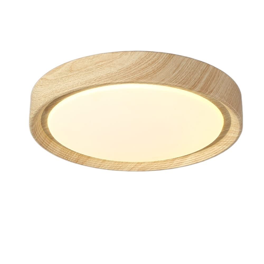 Plafonnier rond nordique LED en bois, solution gain de place - 5