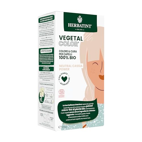 Herbatint Vegetal Color Neutral Cassia Power, Henné Neutro | Coloración Vegetal para Cabello a base de Henna y Hierbas Ayurvédicas, 100% Natural y Orgánica - 100 Gramos