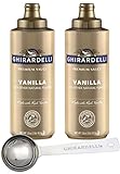 Ghirardelli - Vanilla Sauce, 16 Ounce Squeeze Bottle (Pack 2) with Ghirardelli Stamped Barista Spoon