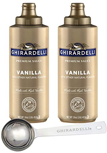 Ghirardelli - Vanilla Sauce, 16 Ounce Squeeze Bottle (Pack 2) - with Limited Edition Measuring Spoon