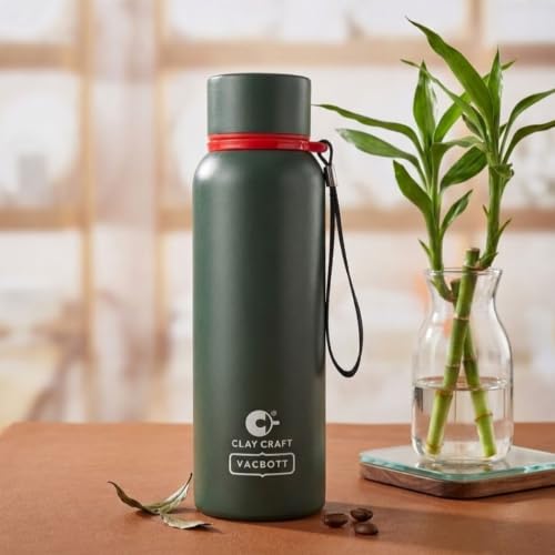 Image of Clay Craft Evevrest 500 Ml Double Wall Vacuum Insulated Stainless Steel Water Bottle | 24 Hrs Cold & 18 Hrs Hot | 1 Year Limited Warranty | AIRITIGHT, BPA-Free | BIS Certified| Made In India (Green)