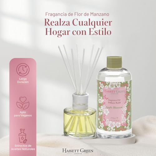 Miniatura 6 de Hassett Green London - Recarga De Difusor De Varillas Con Aceite Aromático Apple Blossom - Botella Grande De 250ml Para Ambientar Tu Hogar Con Fragancias Naturales Y Elegantes