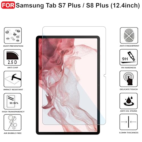 Image of CEDO Samsung Galaxy Tab S7 Plus / S8 Plus (12.4 inch) Tempered Glass | Screen Protector Glass (Transparent)