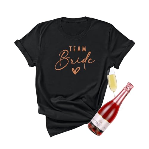 JGA T Shirt Team Braut Tshirt Frauen Junggesellenabschied T-Shirt Brautjungfer Tshirt (DE/NL/SE/PL Alphanumerisch XL Regular Regular Schwarz Team Bride)