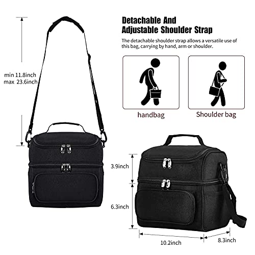 Mov Compra Movcompra Expandable Insulated Lunch Bag For Women Double Deck Lunch Cooler Bag For Men Reusable Lunch Bag With Adjustable Shoulder Strap For Work, Picnic #TOP1