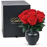 Eclore Floral Preserved Flowers – Forever Roses and Forever Flowers in Vase, Real Preserved Roses, Eternal Flowers, Gift for Mom or Girlfriend - Gift for Birthday Flowers for Delivery